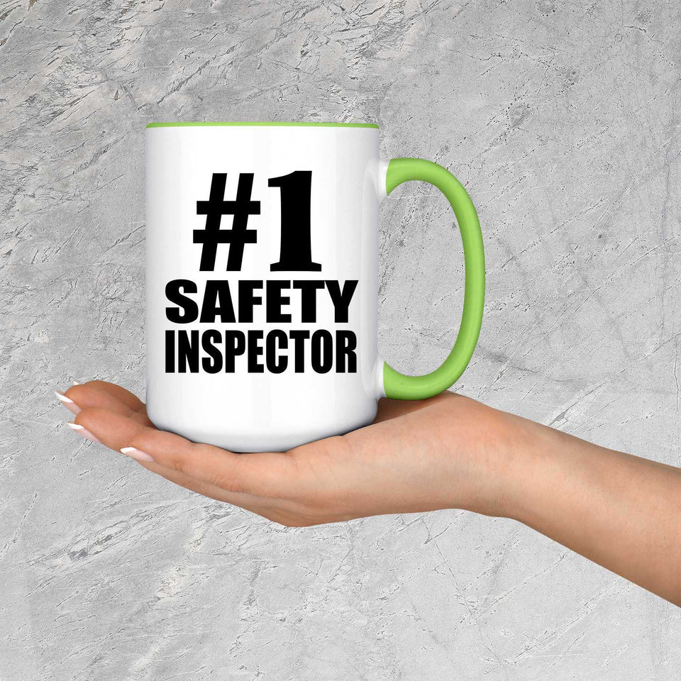 Number One #1 Safety Inspector - 15oz Accent Mug Green