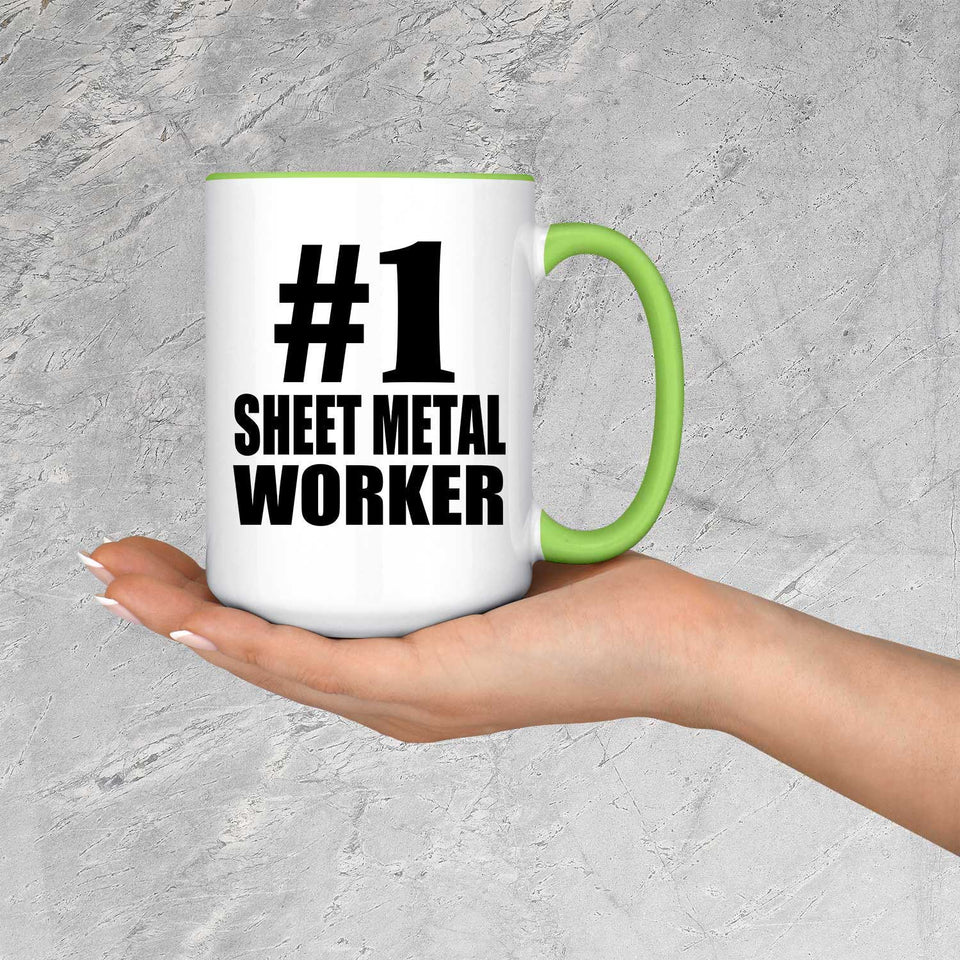 Number One #1 Sheet Metal Worker - 15oz Accent Mug Green