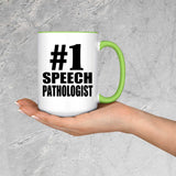 Number One #1 Speech Pathologist - 15oz Accent Mug Green