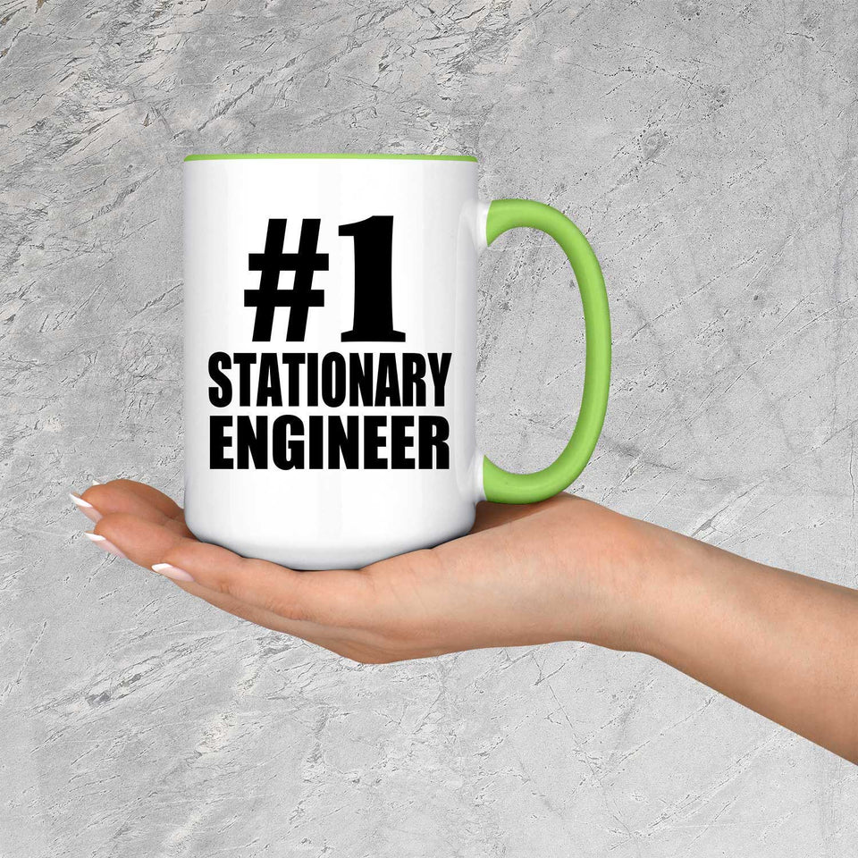 Number One #1 Stationary Engineer - 15oz Accent Mug Green