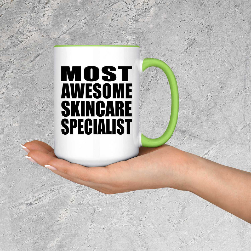Most Awesome Skincare Specialist - 15oz Accent Mug Green