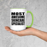 Most Awesome Skincare Specialist - 15oz Accent Mug Green