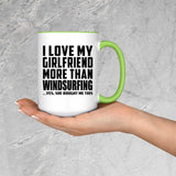 I Love My Girlfriend More Than Windsurfing - 15oz Accent Mug Green