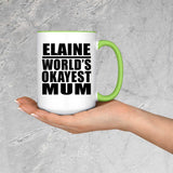 Elaine World's Okayest Mum - 15oz Accent Mug Green