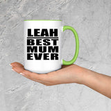 Leah Best Mum Ever - 15oz Accent Mug Green