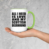 All I Need Is Love And My Scottish Deerhound - 15oz Accent Mug Green