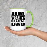 Jim World's Okayest Dad - 15oz Accent Mug Green