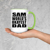 Sam World's Okayest Dad - 15oz Accent Mug Green