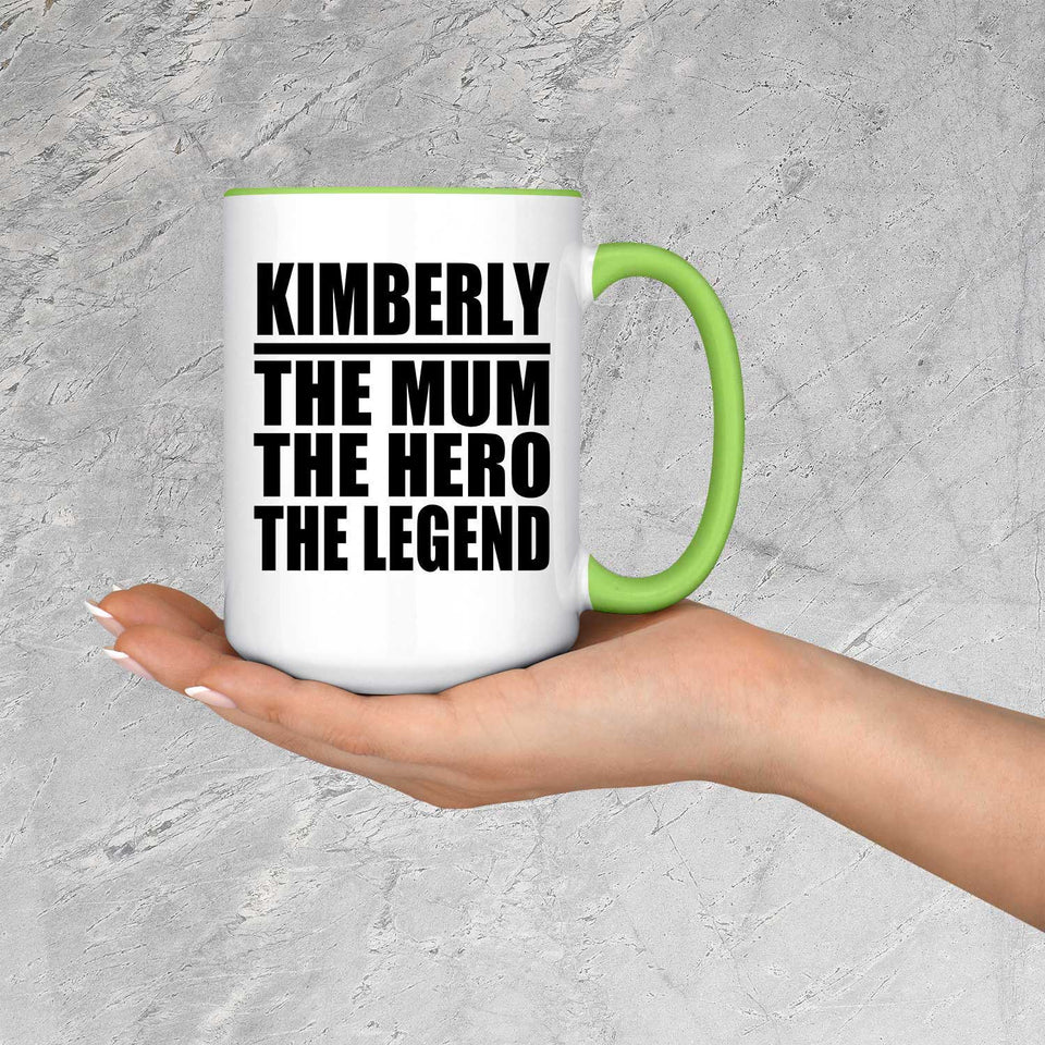 Kimberly The Mum The Hero The Legend - 15oz Accent Mug Green