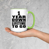 1st Anniversary 1 Year Down Lifetime To Go - 15oz Accent Mug Green