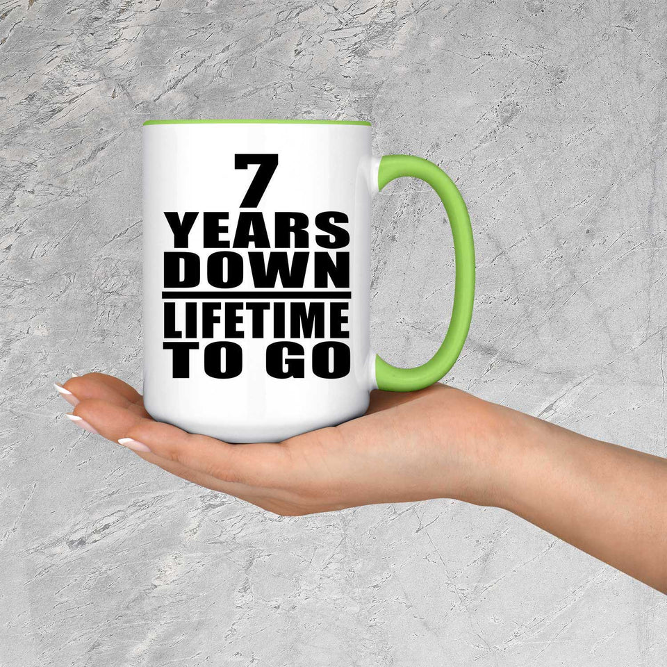7th Anniversary 7 Years Down Lifetime To Go - 15oz Accent Mug Green