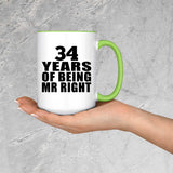 34th Anniversary 34 Years Of Being Mr Right - 15oz Accent Mug Green