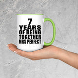 7th Anniversary 7 Years Of Being Mrs Perfect - 15oz Accent Mug Green