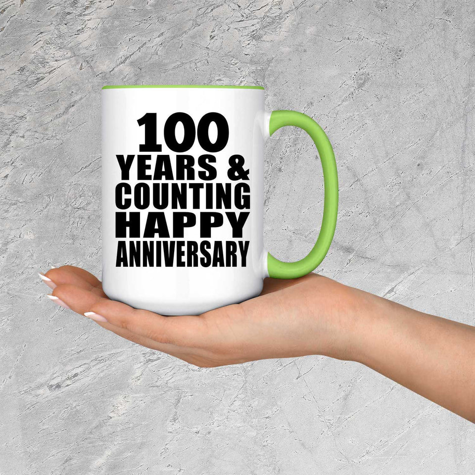 Happy 100th Anniversary 100 Years & Counting - 15oz Accent Mug Green