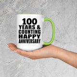 Happy 100th Anniversary 100 Years & Counting - 15oz Accent Mug Green