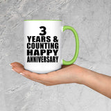 Happy 3rd Anniversary 3 Years & Counting - 15oz Accent Mug Green