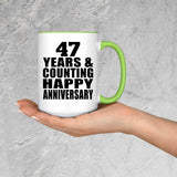 Happy 47th Anniversary 47 Years & Counting - 15oz Accent Mug Green