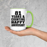 Happy 81st Anniversary 81 Years & Counting - 15oz Accent Mug Green