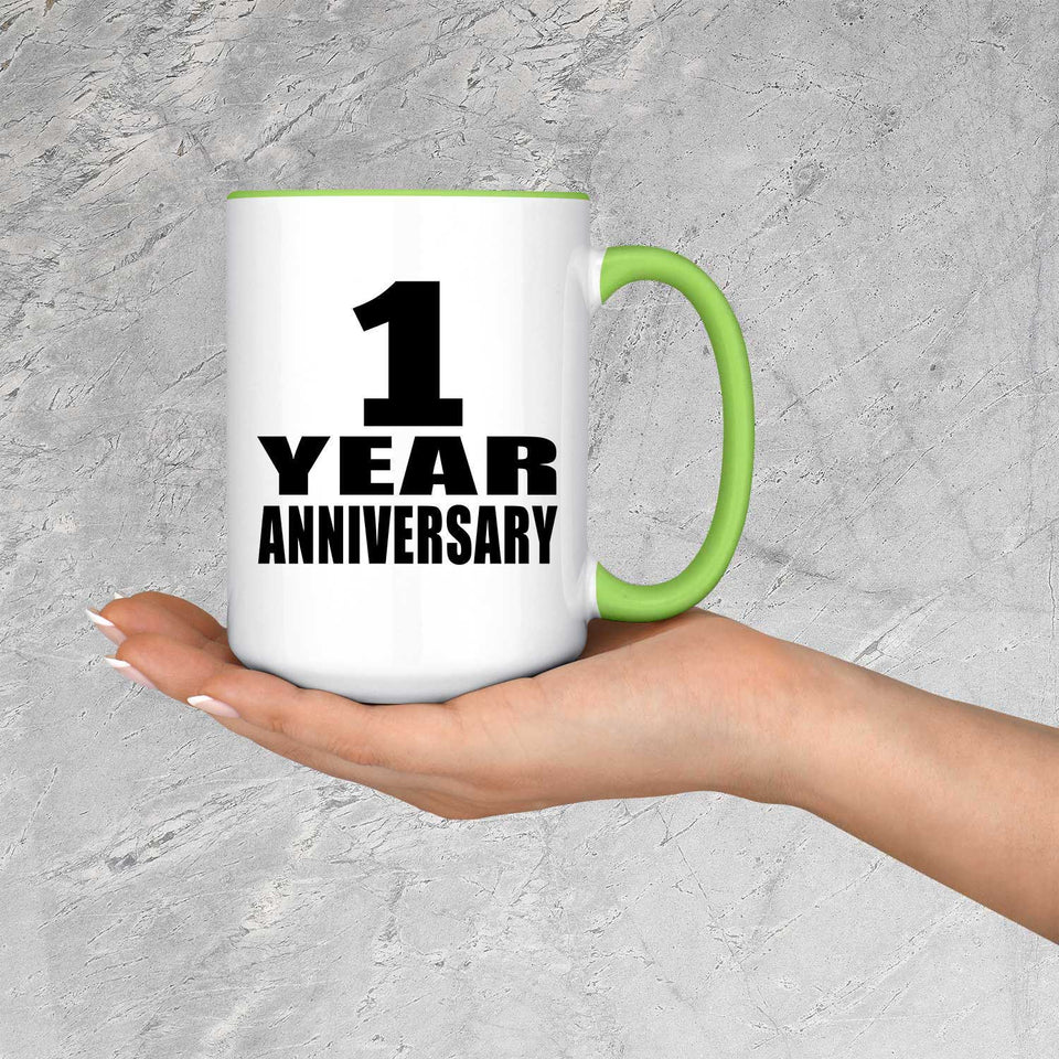 1st Anniversary 1 Year Anniversary - 15oz Accent Mug Green
