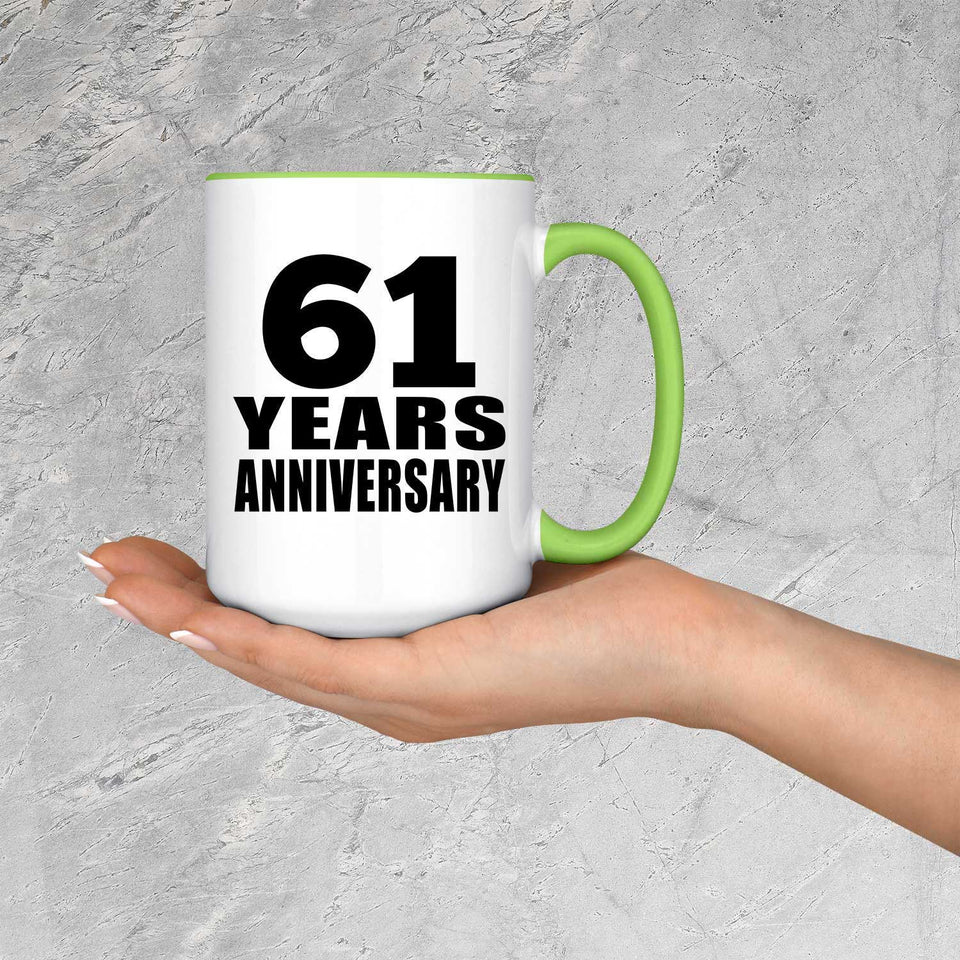61st Anniversary 61 Years Anniversary - 15oz Accent Mug Green
