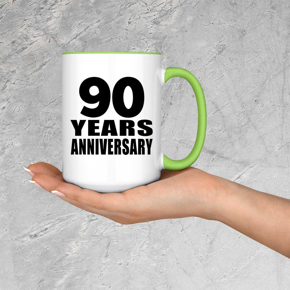 90th Anniversary 90 Years Anniversary - 15oz Accent Mug Green