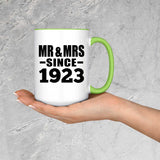 101st Anniversary Mr & Mrs Since 1923 - 15oz Accent Mug Green