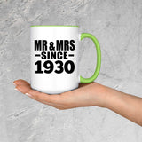 94th Anniversary Mr & Mrs Since 1930 - 15oz Accent Mug Green
