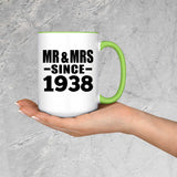 86th Anniversary Mr & Mrs Since 1938 - 15oz Accent Mug Green