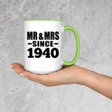 84th Anniversary Mr & Mrs Since 1940 - 15oz Accent Mug Green