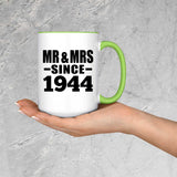 80th Anniversary Mr & Mrs Since 1944 - 15oz Accent Mug Green