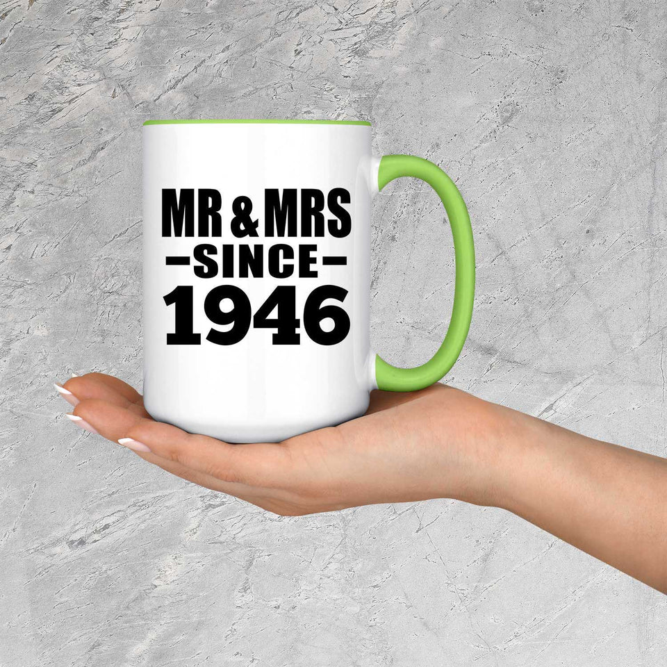 78th Anniversary Mr & Mrs Since 1946 - 15oz Accent Mug Green