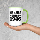 78th Anniversary Mr & Mrs Since 1946 - 15oz Accent Mug Green