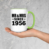 68th Anniversary Mr & Mrs Since 1956 - 15oz Accent Mug Green