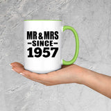 67th Anniversary Mr & Mrs Since 1957 - 15oz Accent Mug Green