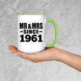 63rd Anniversary Mr & Mrs Since 1961 - 15oz Accent Mug Green