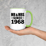 56th Anniversary Mr & Mrs Since 1968 - 15oz Accent Mug Green