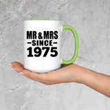 49th Anniversary Mr & Mrs Since 1975 - 15oz Accent Mug Green