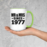 47th Anniversary Mr & Mrs Since 1977 - 15oz Accent Mug Green