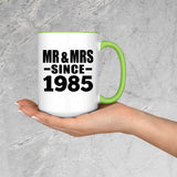 39th Anniversary Mr & Mrs Since 1985 - 15oz Accent Mug Green