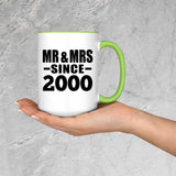 24th Anniversary Mr & Mrs Since 2000 - 15oz Accent Mug Green