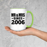 18th Anniversary Mr & Mrs Since 2006 - 15oz Accent Mug Green