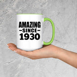 94th Birthday Amazing Since 1930 - 15oz Accent Mug Green