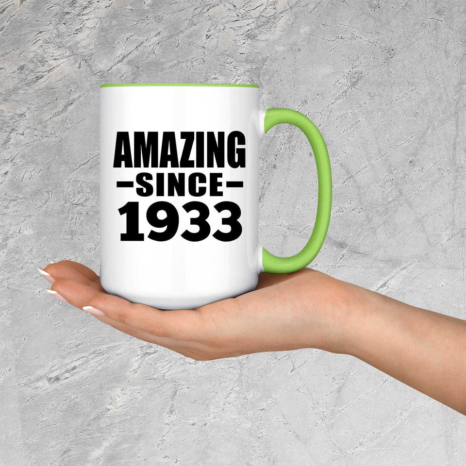 91st Birthday Amazing Since 1933 - 15oz Accent Mug Green