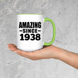 86th Birthday Amazing Since 1938 - 15oz Accent Mug Green