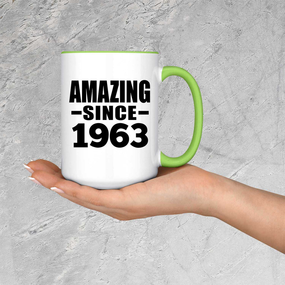 61st Birthday Amazing Since 1963 - 15oz Accent Mug Green