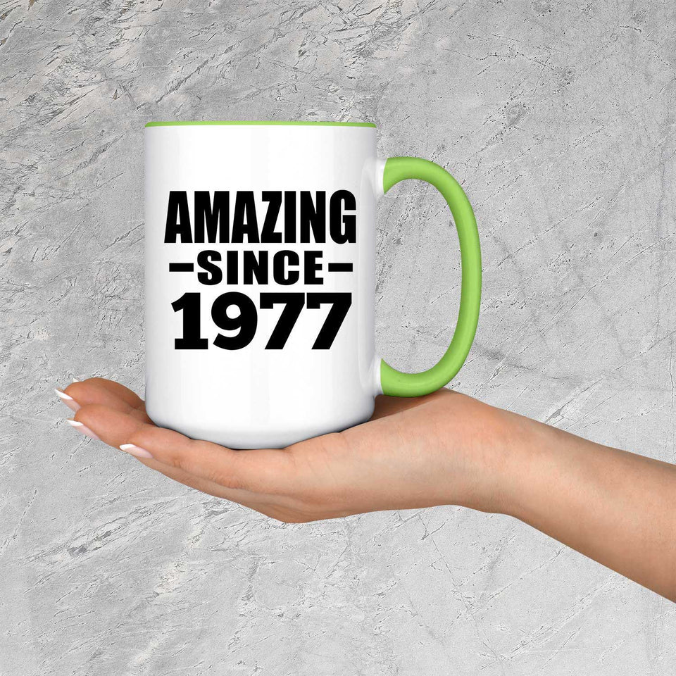 47th Birthday Amazing Since 1977 - 15oz Accent Mug Green