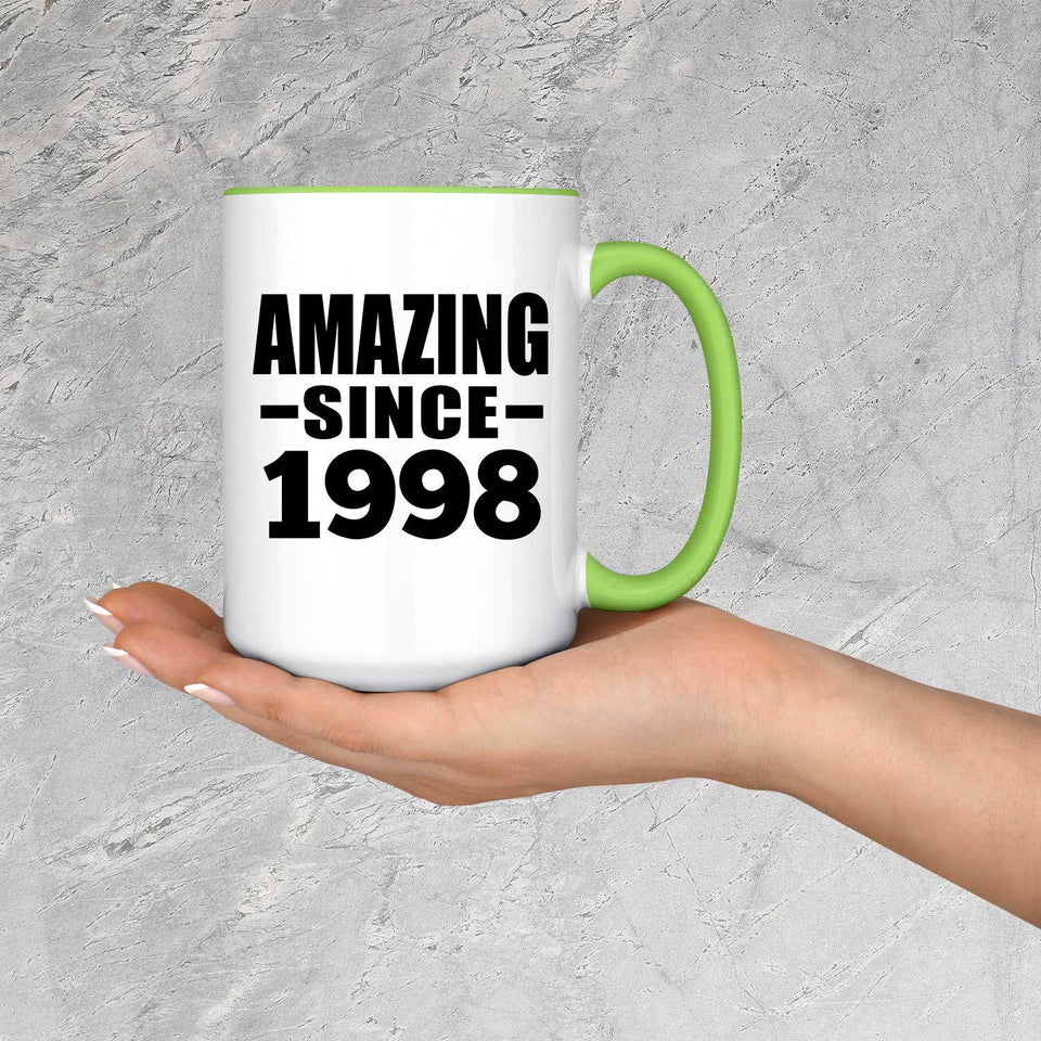 26th Birthday Amazing Since 1998 - 15oz Accent Mug Green