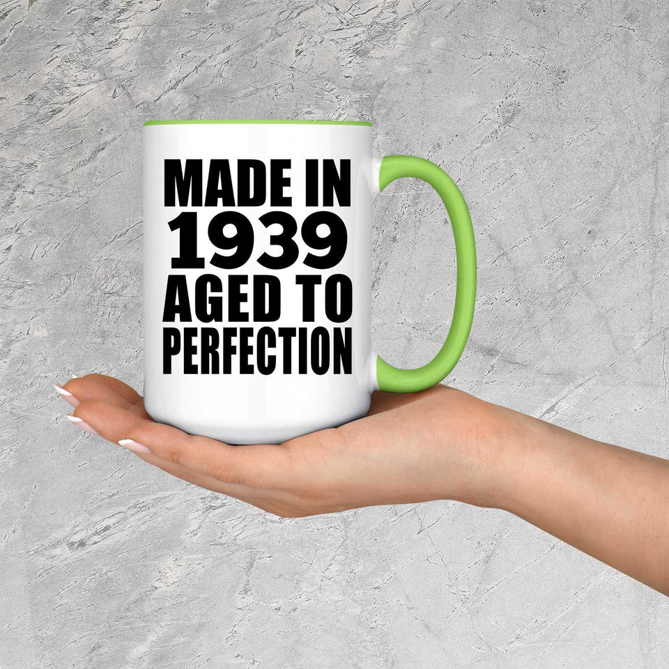 85th Birthday Made In 1939 Aged to Perfection - 15oz Accent Mug Green