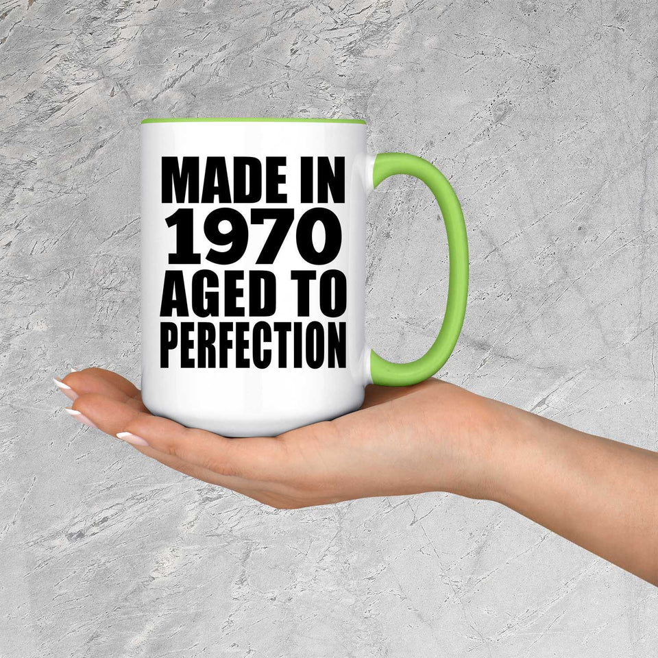 54th Birthday Made In 1970 Aged to Perfection - 15oz Accent Mug Green