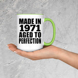 53rd Birthday Made In 1971 Aged to Perfection - 15oz Accent Mug Green